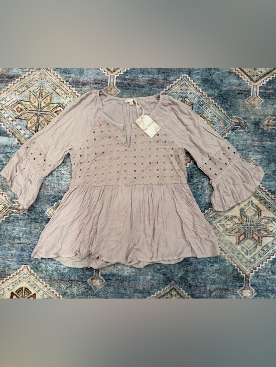 Hem & Thread Tops - Hem & Thread‎ Mauve Eyelet Peasant Tunic